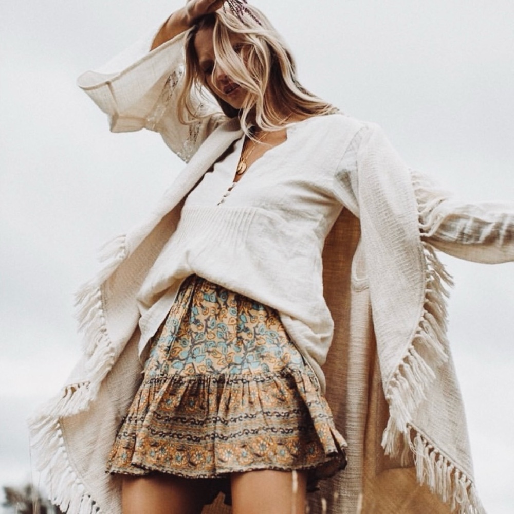 Charter Club Fringe Poncho Shawl Open Front Toggle Cardigan Sweater Cream Ivory